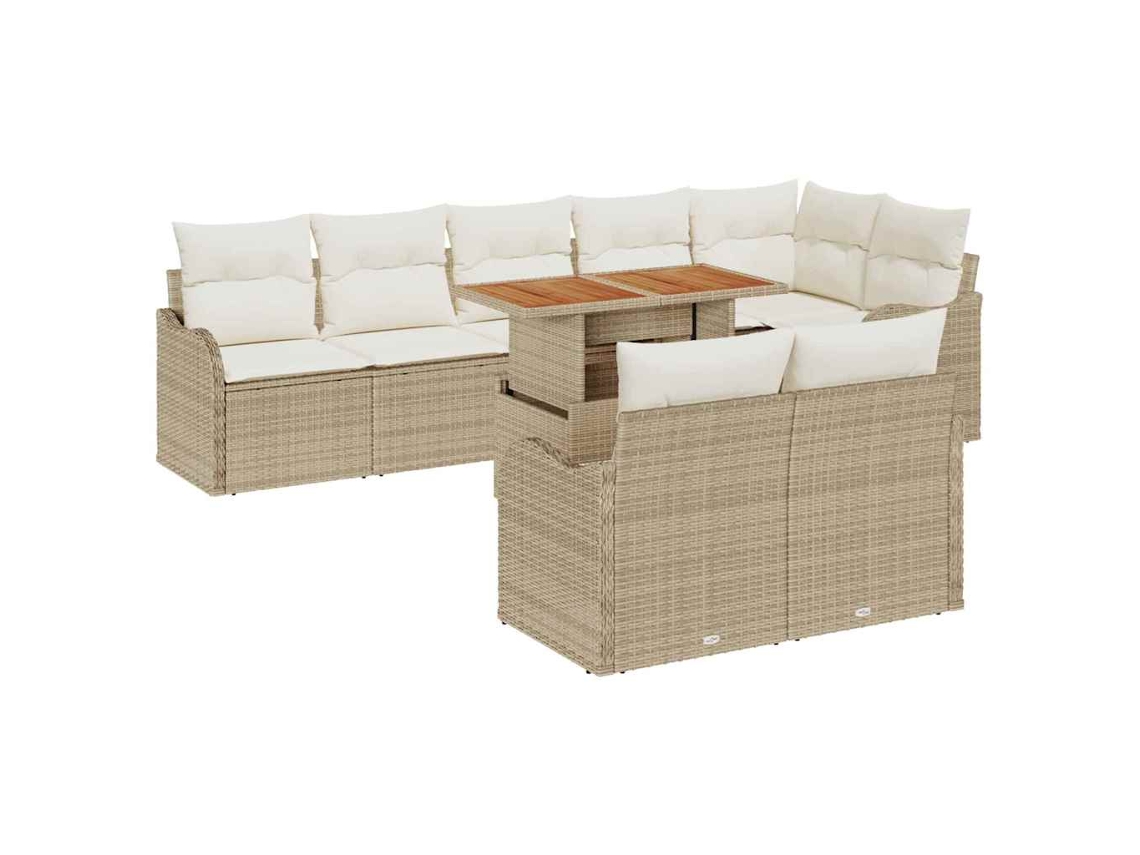Vidaxl Conjunto De Sofá De Jardim 9 Pcs Bege Rattan Sintético