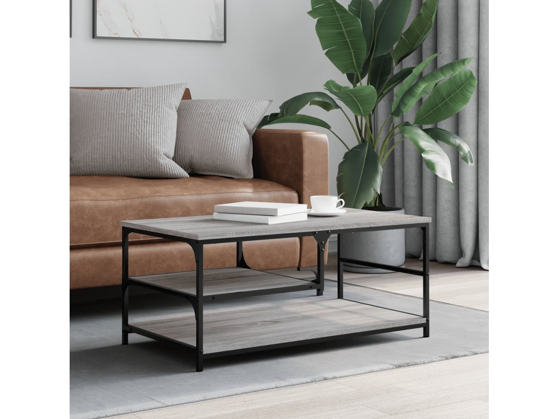 Vidaxl Mesa De Centro 90x49x40 Cm Derivados De Madeira Cinzento Sonoma