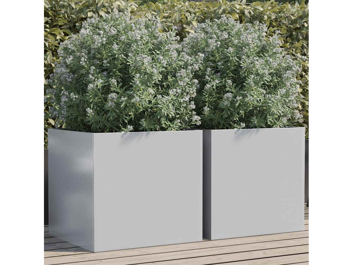Vasos/floreiras 2 Pcs 49x47x46 Cm Aã§o Galvanizado Prata Dkd Home Decor