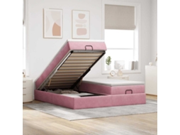 Vidaxl Estrutura De Cama Otomana Com Colchões 180x200 Cm Veludo Rosa