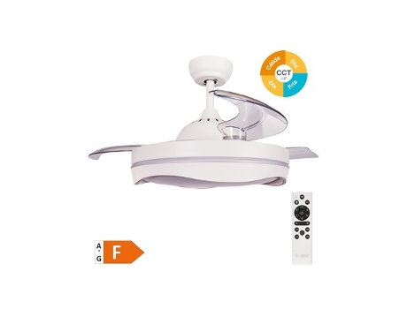 Ventilador De Teto Nicosia Com Luz Led Regulável E Controle Remoto Branco Niaros (36w 3cct 3547lm Com Pás Retráteis)