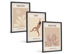 Conjunto De Pinturas Formas Abstratas Por Matisse Espelharte (3 Peças 40x60 Cm)