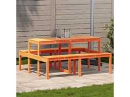 Vidaxl Mesa De Piquenique 160x134x75 Cm Pinho Maciço Castanho-mel