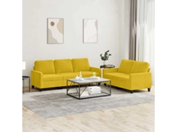 Vidaxl 2 Pcs Conjunto De Sofás Com Almofadões Veludo Amarelo