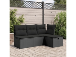 Vidaxl Banco De Jardim Com Almofadão 55x55x37 Cm Vime Pe Preto