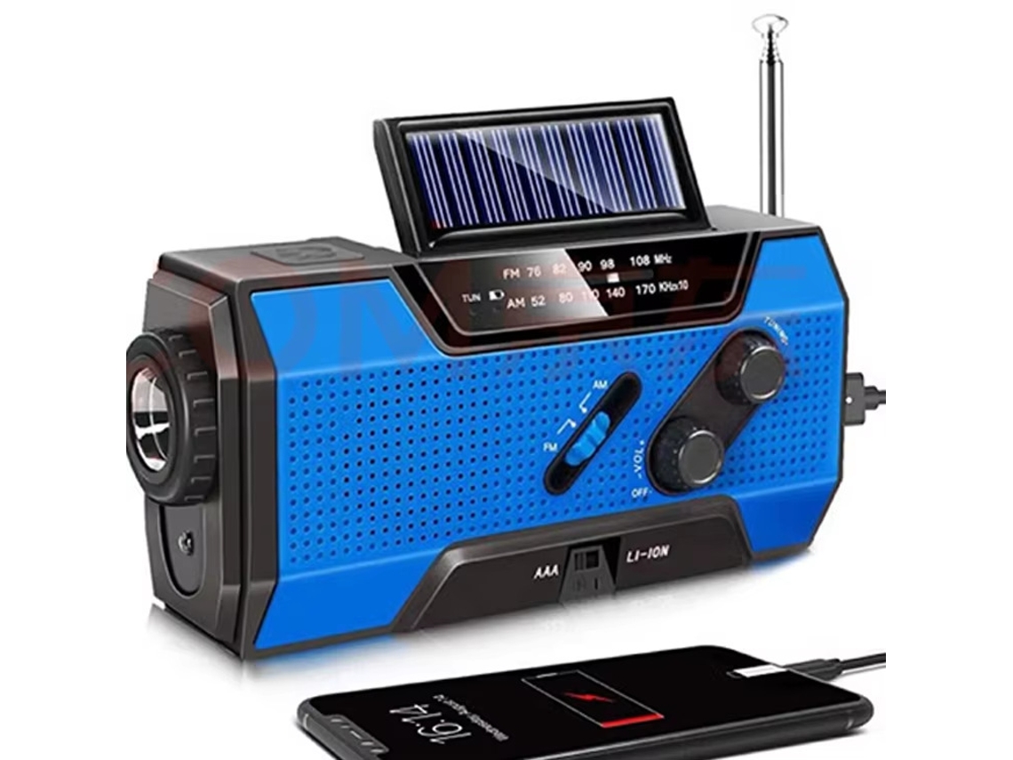 Rádio Emergência Exterior Azul Solar/manivela Multifuncional ZYBLSSBB