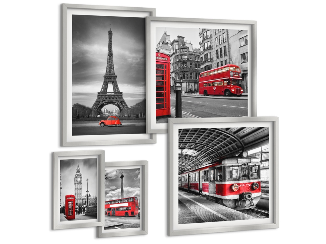 Conjunto De Pinturas Vistas Estilosas De Londres Paris Espelharte (5 Peças)