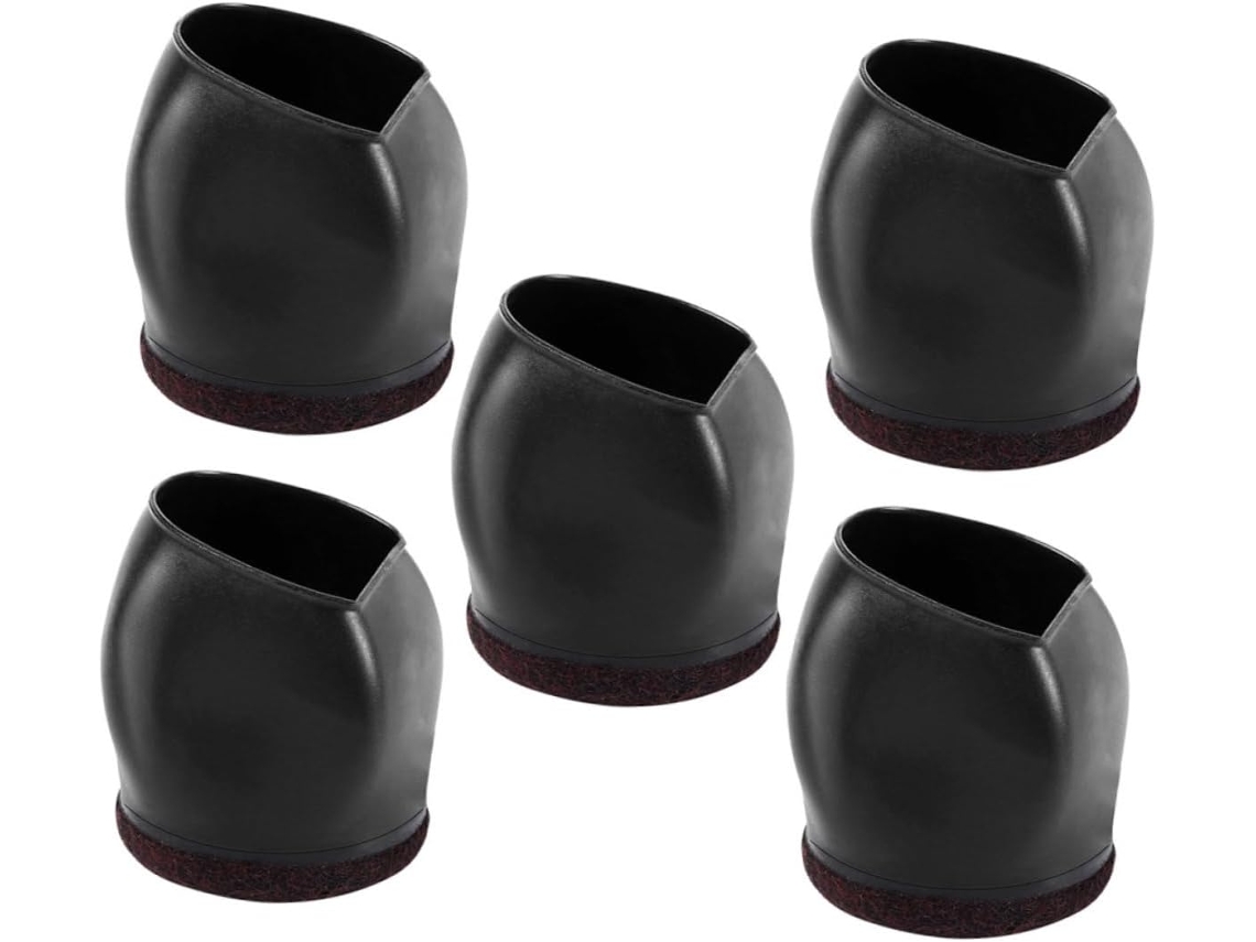 Shineofi Conjunto De 5-protetores Pés Cadeira Em Tpe Preto Com Design Espesso Para Cadeiras Escritório, Antiderrapantes