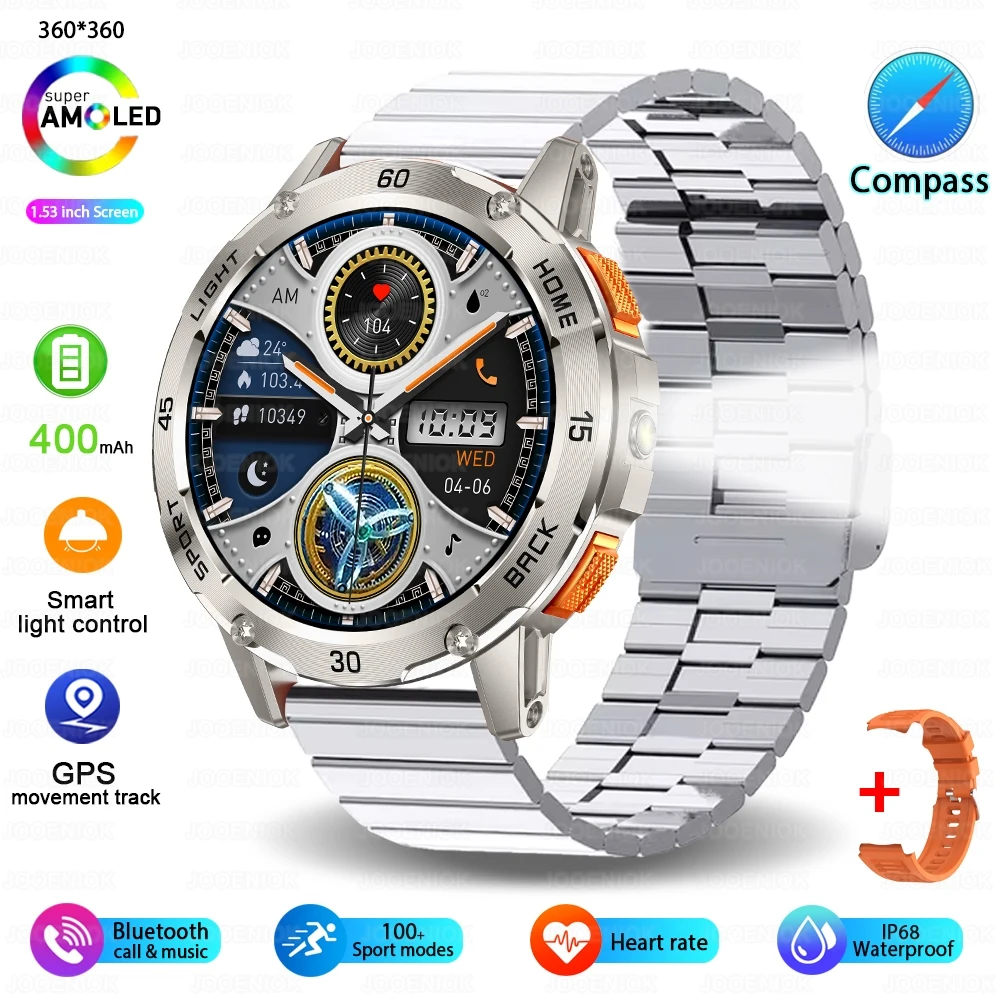 (yingang) Smartwatch Militar Com Gps, Bússola, Lanterna E À Prova D'água.