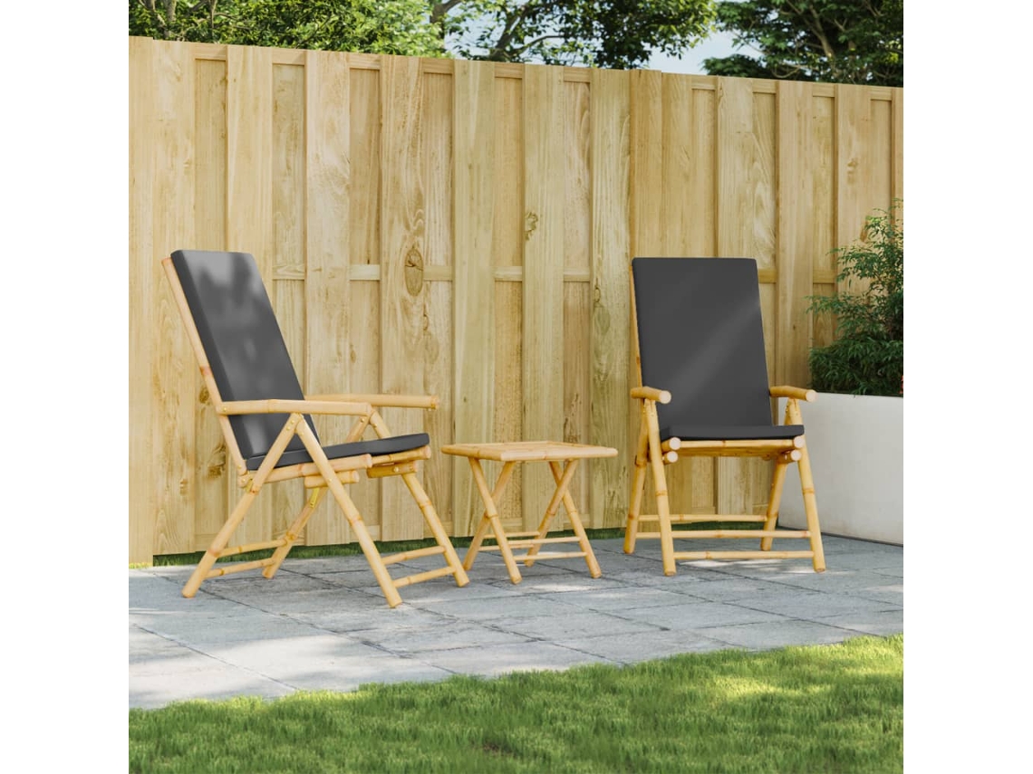 Cadeiras Jardim Dobráveis/reclináveis C/ Almofadões 2 Pcs Bambu Dkd Home Decor