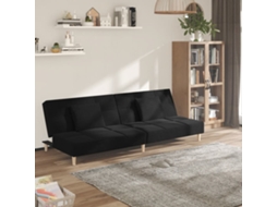 Vidaxl Sofá-cama 2 Lugares Com Duas Almofadas Tecido Preto