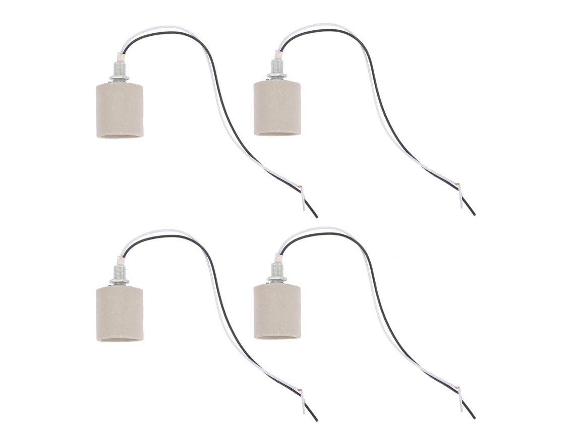 Conjunto De 4 Soquetes De Cerâmica E Ferro Para Lâmpadas Com Base E27