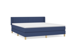 Cama com Molas/colchão 180x200 Cm Tecido Azul MAISON EXCLUSIVE