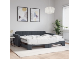Vidaxl Sofá-cama C/ Gavetão E Colchões 90x200cm Veludo Cinzento-escuro