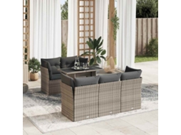 Vidaxl 6 Pcs Conjunto Sofás De Jardim Com Almofadões Vime Cinzento