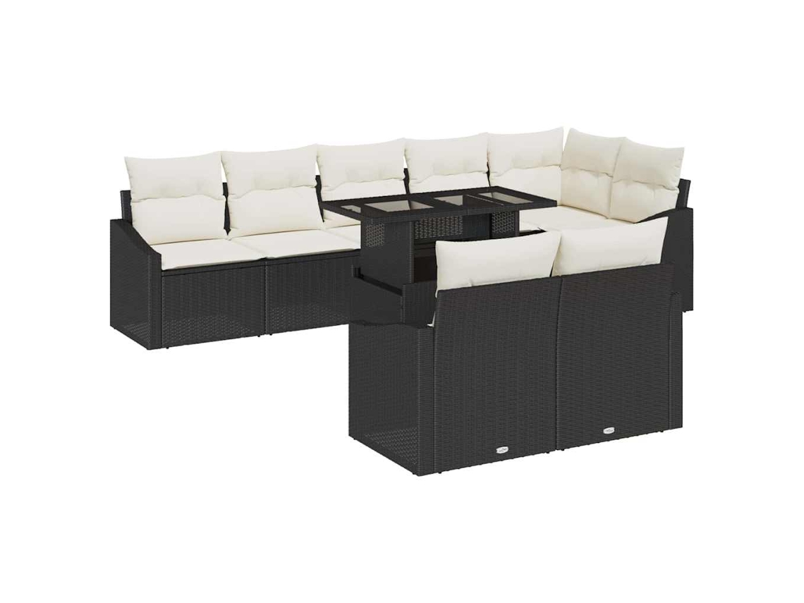 Maison Exclusive - Conjunto De Sofá De Jardim Com Almofada 9 Pcs Preto E Creme