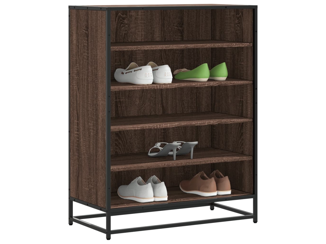 Vidaxl Sapateira 75x38x97,5 Cm Deriv. Madeira/metal Carvalho Castanho