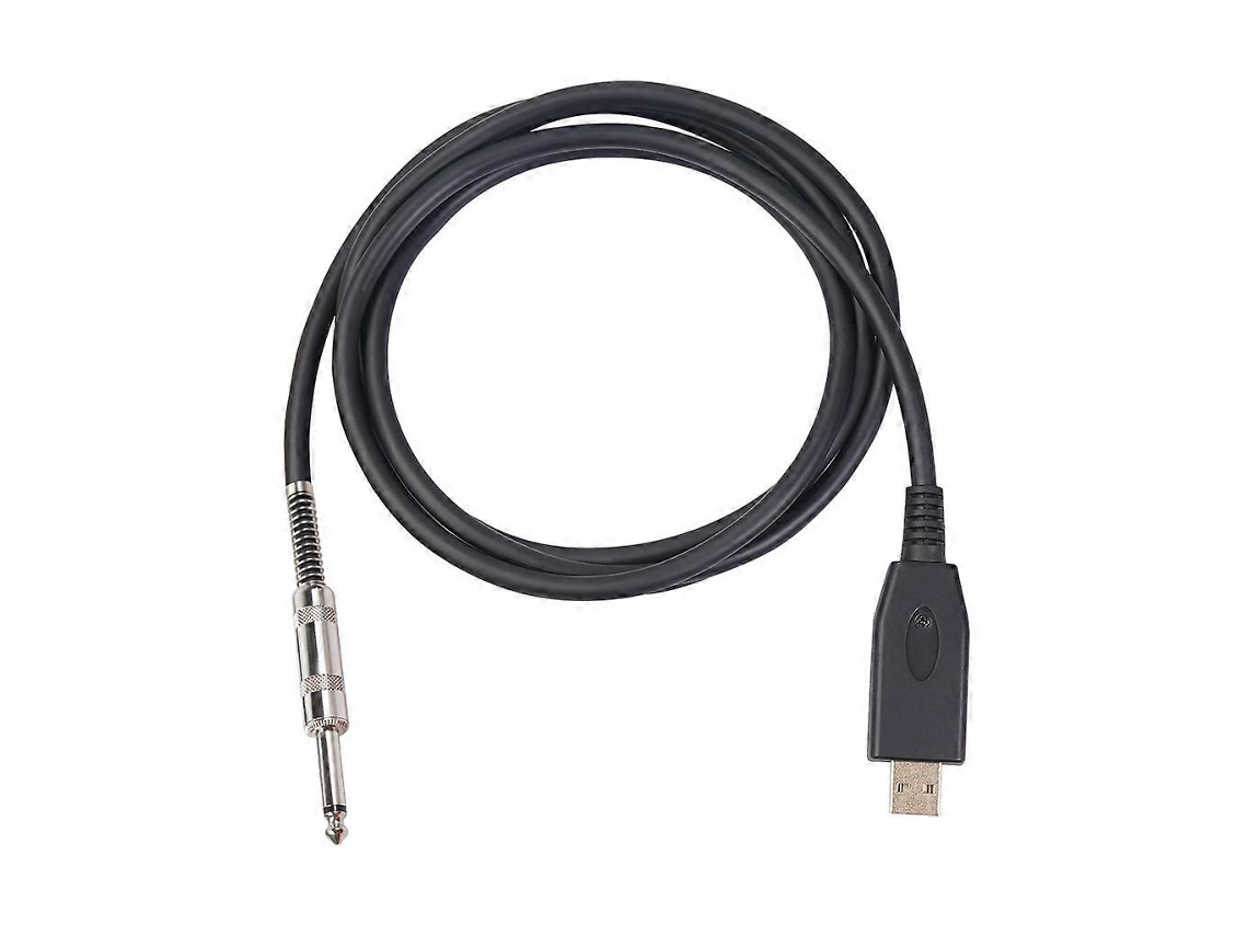 Cabo Usb Para Guitarra Com Interface Macho 6,35mm Ouro Platado E Tricô De Nylon