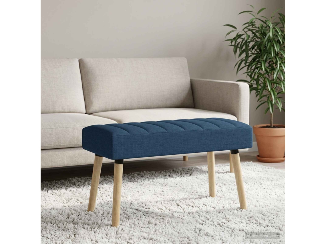 Vidaxl Banco Com Tufting Em Canal Azul 80 X 40 X 46 Cm Tecido