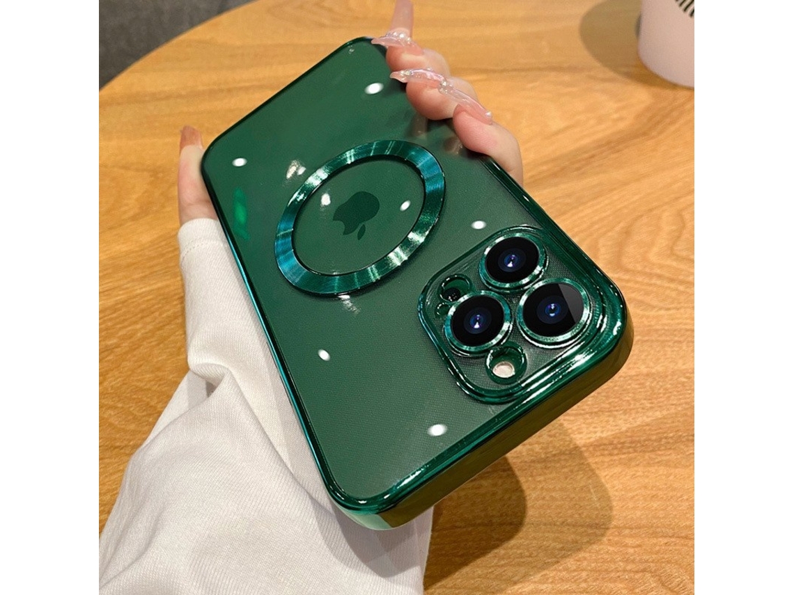 Capa Para Iphone 17 Air Cangler Verde Eletrorevestida Magnética Resistente A Choques