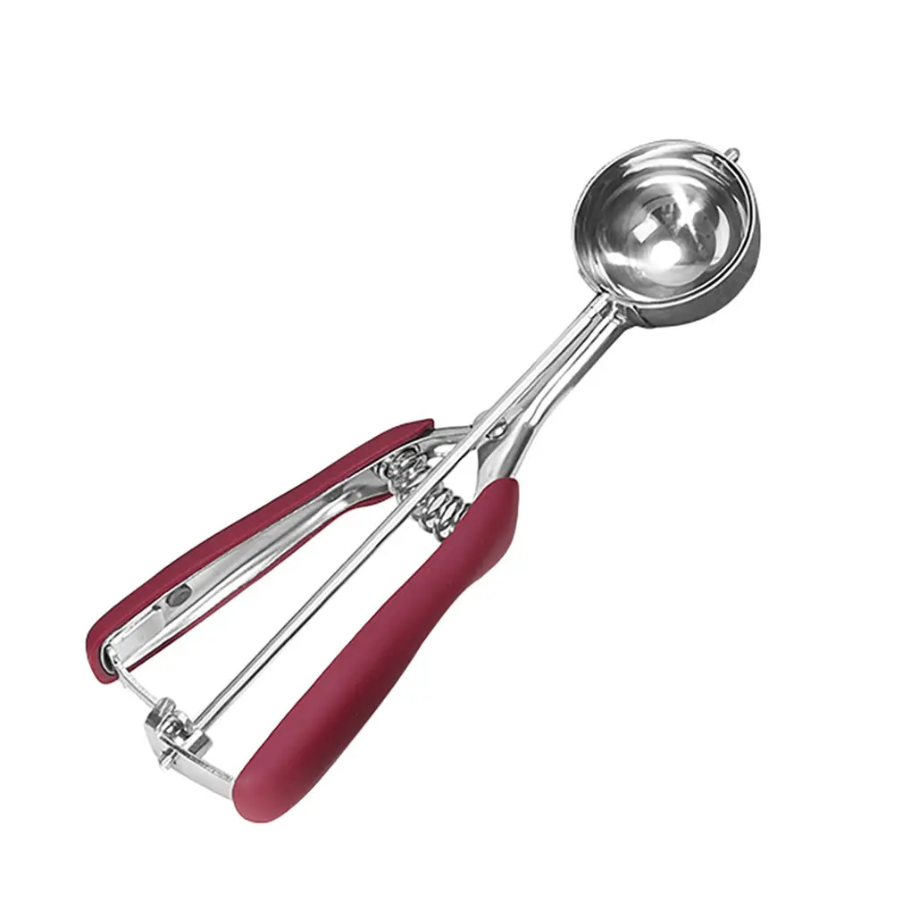 Colher de Sorvete em Aço Inoxidável com Cabo de Mola, Acessório de Cozinha. MDUG (vermelha, 4 Cm)
