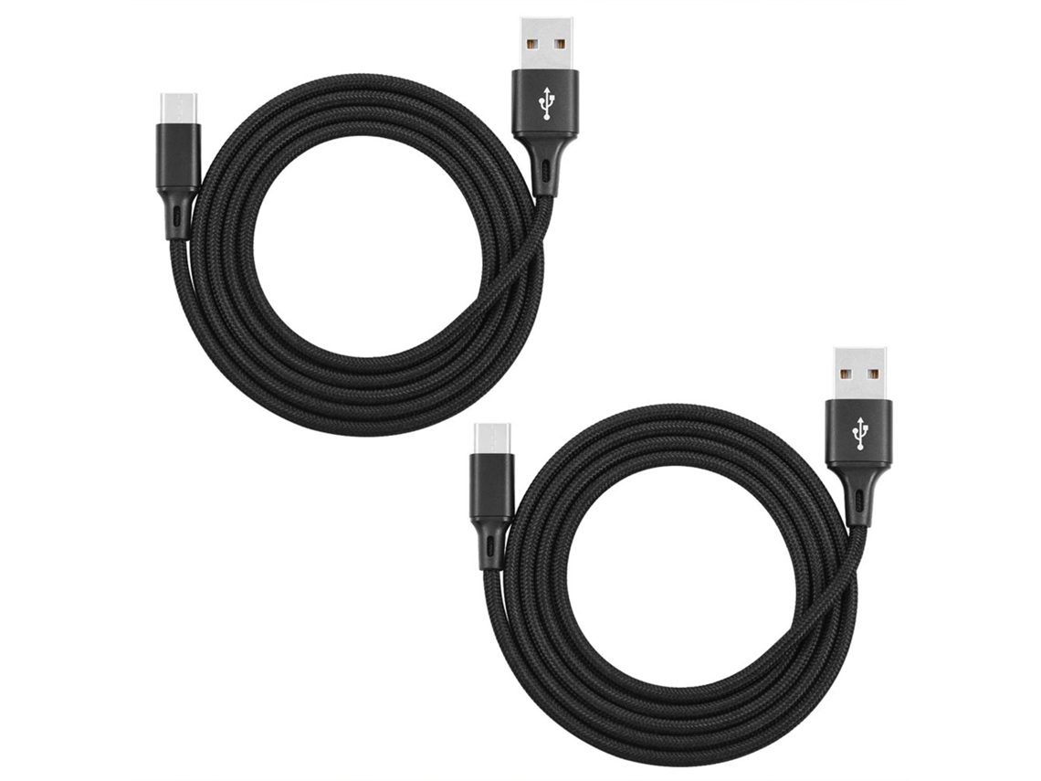 Cabo de Dados Nylon Trançado 1m Preto para Tipo C | EOOCOO