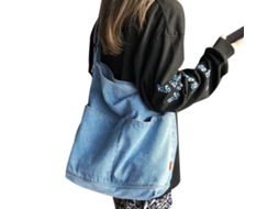 Bolsa Tote Jeans Azul, Ombro, Transversal Grande Feminina AQUAFORGE