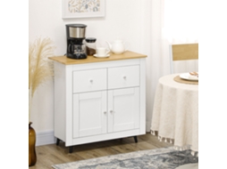Buffet multifuncional ZIWEI STORE com 78x35x80 cm, branco, madeira, portas duplas, 2 gavetas, prateleiras ajustáveis, para hall de entrada e quarto.