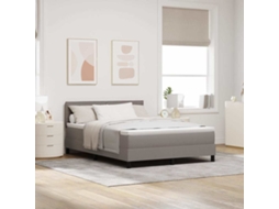 Vidaxl Cama Box Com Cabeceira Cinzento-acastanhado 140 X 200 Cm Tecido