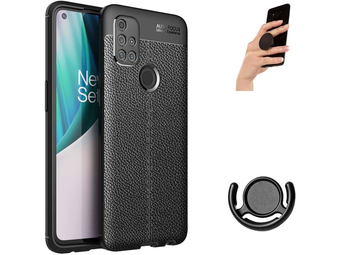 Capa, Popsocket e Suporte para OnePlus Nord N10 PHONESHIELD Rugged Leather Anti-choque Preto