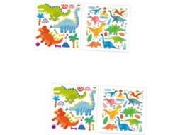 Conjunto De 4 Adesivos De Parede Refletivos Em Pvc Com Decoração De Dinossauros.