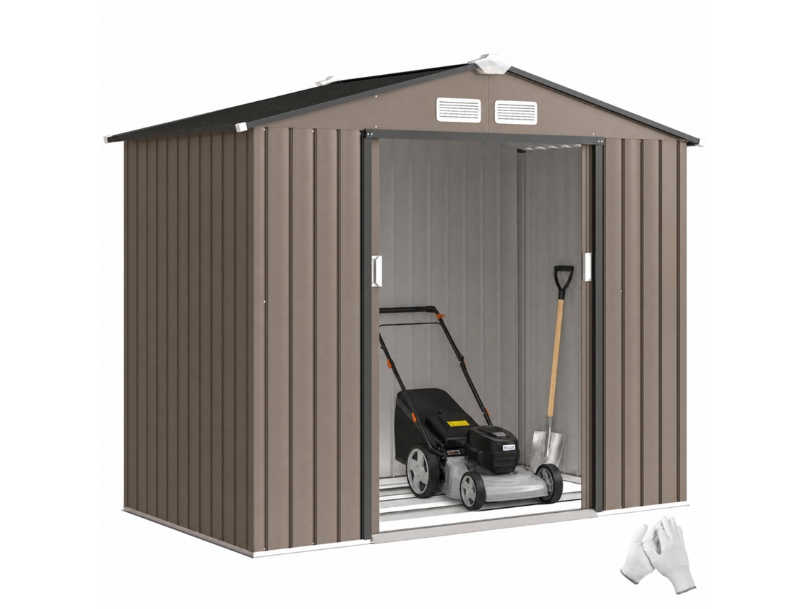 Cabanão De Jardim Externo (com Base Reforçada, Design De Múltiplas Portas E Janelas) Eoocoo