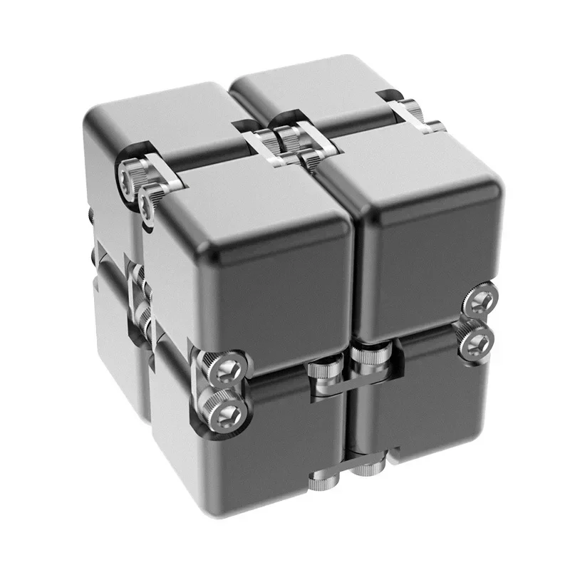 (cinza) Cubo Infinito De Metal Para Aliviar O Estresse - Brinquedo De Dedo Para Montagem Diy