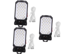 Conjunto De 3 Luzes De Trabalho Led Recarregáveis Com Ganchos Magnéticos, Lâmpada De Inspeção Portátil.