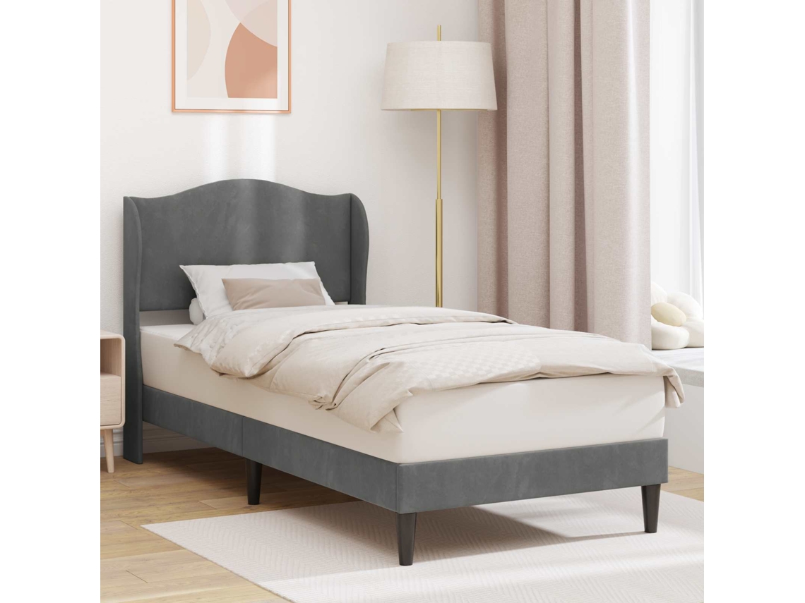 Vidaxl Estrutura da Cama Cinzento escuro 90 X 200 Cm Veludo