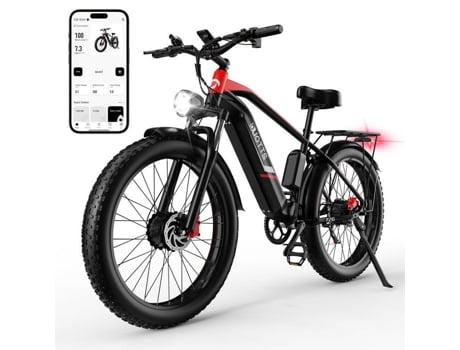 Bicicleta Elétrica Rodas 26 Motor Duplo 750W*2 Bateria Samsung 48V/20Ah 7 Velocidades Shimano com App DUOTTS F26