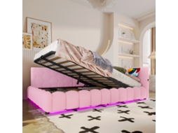 Sofá Cama Daybett 140x200cm Com Led Usb Vliesimitat Rosa