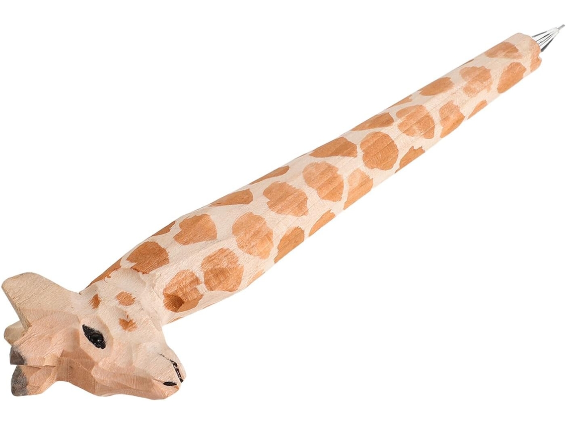 Caneta De Gel Madeira Fofa Em Formato Girafa, Com Escrita Suave E