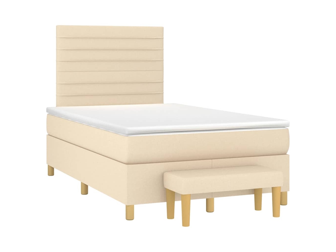 SYFAX™ Cama Boxspring com Colchão 120x190 Cm Tecido Cor Creme