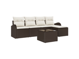 Conjunto 6 Sofá De Jardim Vidaxl Castanho Vime Pe (55 X 55 X 37 Cm)