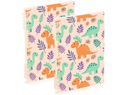 Conjunto de 2 Cadernos Espiral A5 Estampa Dinossauro 21,1 X 14,5 Cm Capa Dura 60 Folhas para Viagens e Anota