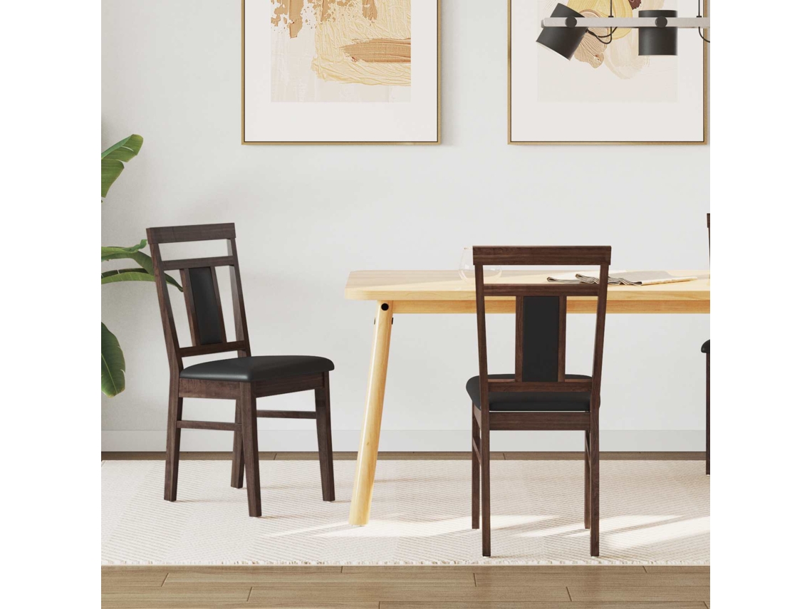 Conjunto 2 Cadeira De Jantar Vidaxl Castanho Madeira De Seringueira Maciça (36 X 44,5 X 91,5 Cm)