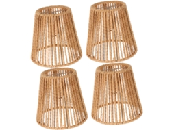 Conjunto De 4 Peças De Abajures Pequenos Em Rattan Sintético Trançado À Mão Para Luminárias De Teto Gokoco