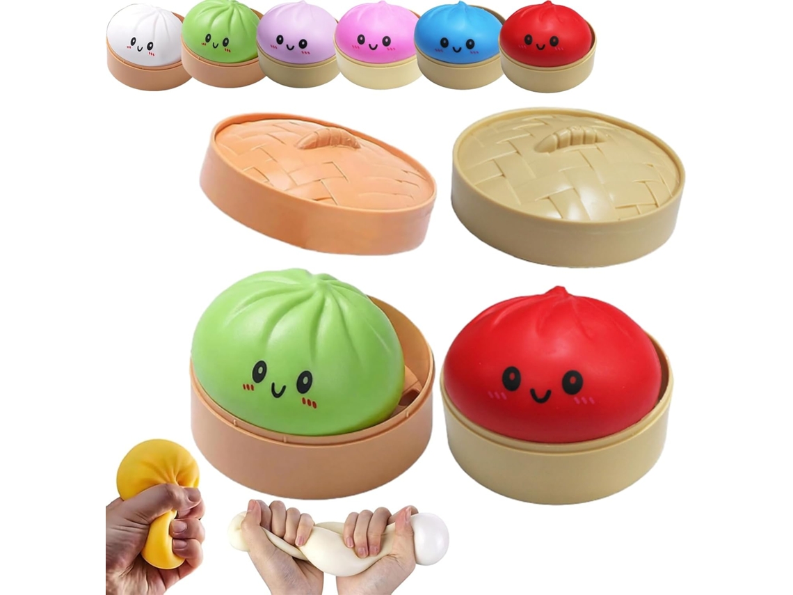 Conjunto 2 Dumplings Gigantes Macios - Brinquedo Antistress - Squishy - Bola Stress - Eva - Vermelho/verde