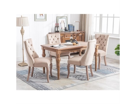 Cadeira De Sala De Jantar Dreammespace Veludo Bege Encosto Alto Conjunto De 4 150 Kg Max