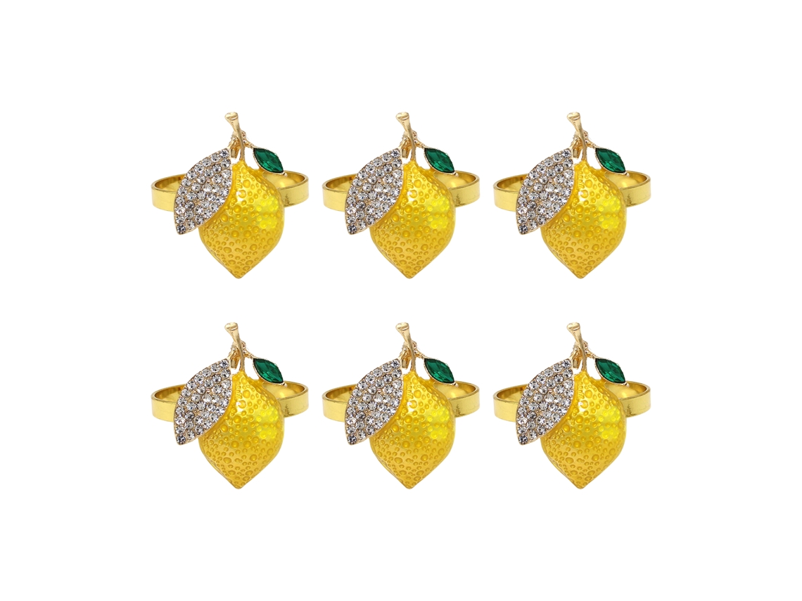 Anéis de Guardanapo de Morango e Limão em Liga Decorativos para Mesa Reutilizáveis | S/MARCA