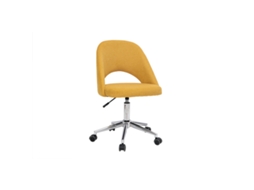 Cadeira de mesa em tecido texturizado com efeito aveludado amarelo mostarda e perna cromada Cosette MILIBOO