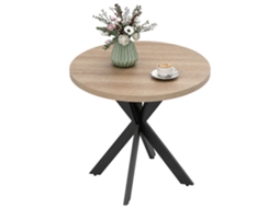 Mesa De Jantar Redonda De 75 X 75 Cm Para 2 A 4 Pessoas, Estilo Moderno, Com Base Em Formato De Aranha, Na Cor Marrom.