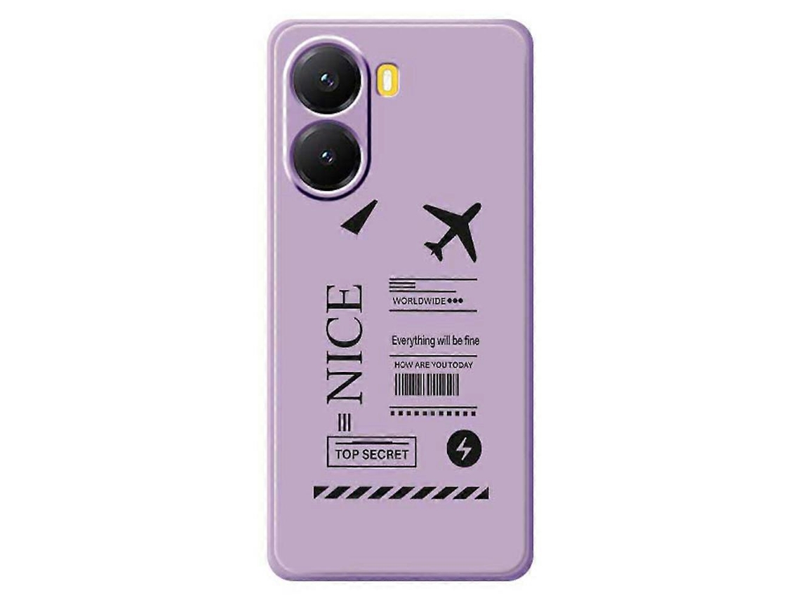 Capa Traseira De Tpu Com Borda Reta E Impressão De Bilhete De Embarque Tkdaddy Para Xiaomi Redmi Turbo 4 5g / Poco X7 Pro 5g, Roxa