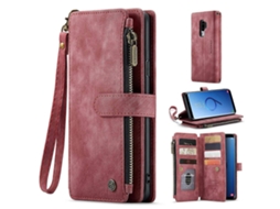 Compre Capas De Celular Com Alça Caseme C30 Com Zíper E Suporte Para Múltiplos Cartões, Capa De Couro Pu Vermelha Para Samsung Galaxy S9